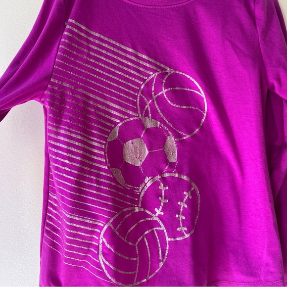 🌼 5/$25 Athletic Works Long Sleeve Sports Graphic Tee Pink Purple Size XS 4-5 - Picture 2 of 8